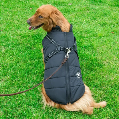 Waterproof Winter Dog Jacket with Harness for Large Breeds