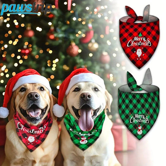 3-Pack Christmas Pet Triangle Scarves for Dogs and Cats