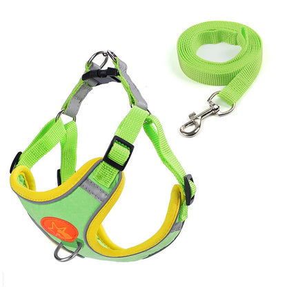 Reflective Chest Harness for Small Dogs with Traction Rope