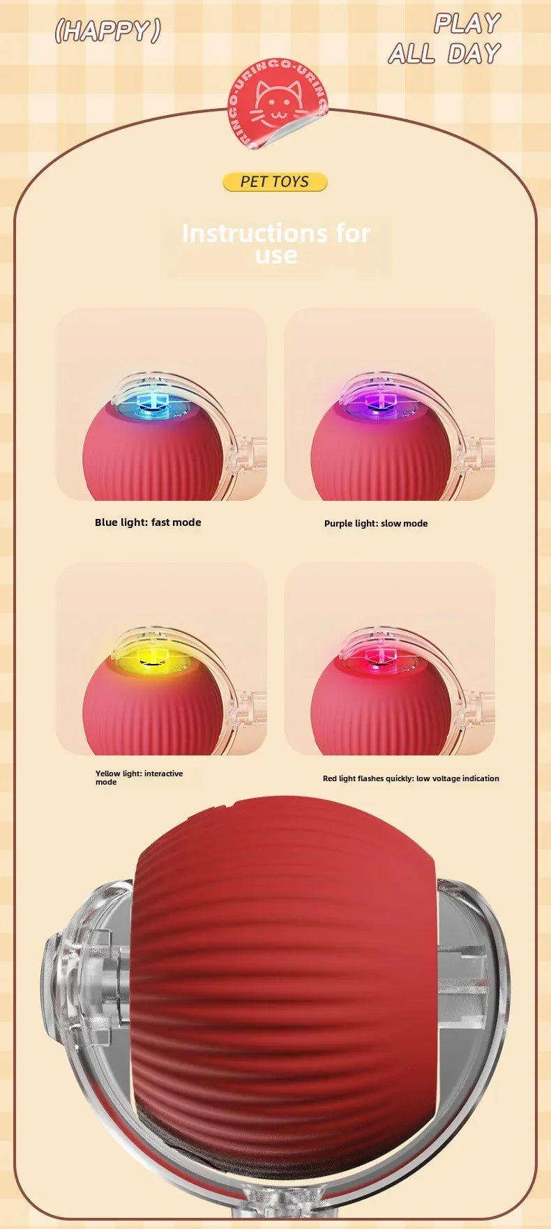 Rechargeable Electric Interactive Ball for Dogs and Cats