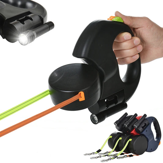 Reflective Retractable Double Dog Leash for Small Dogs