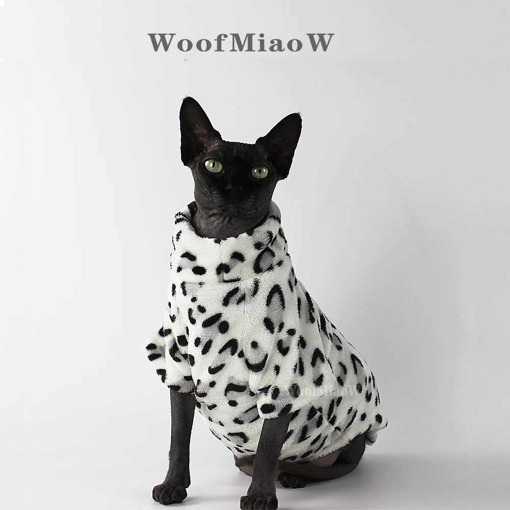 Leopard Print Winter Coat for Sphynx Cats and Kittens