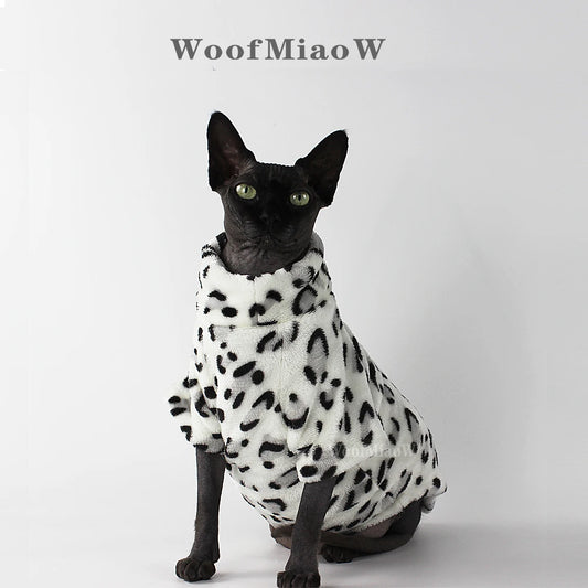 Leopard Print Winter Coat for Sphynx Cats and Kittens