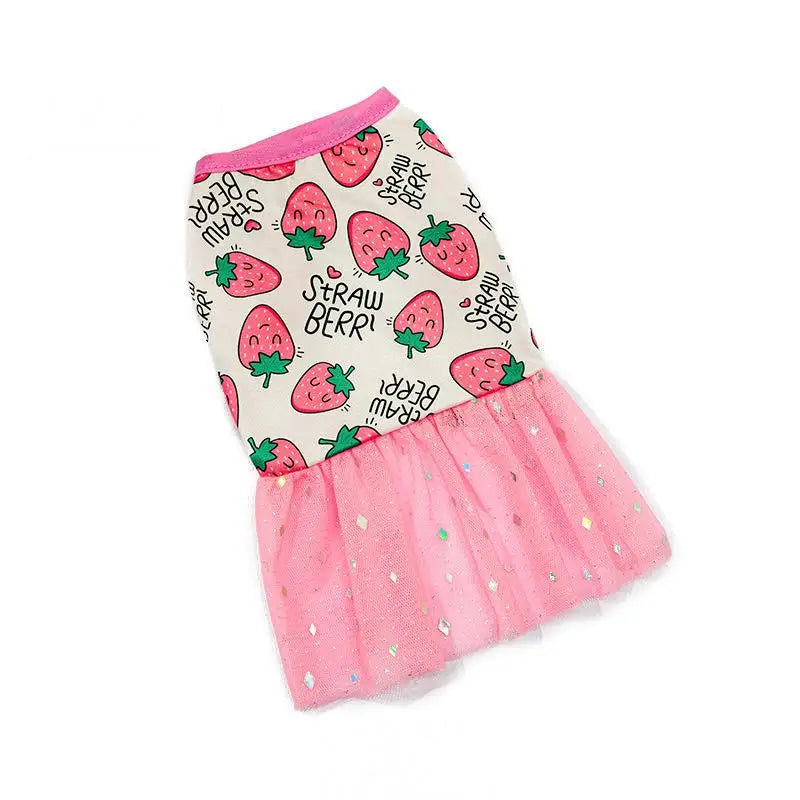 Lace Design Spring Summer Dog & Cat Dress with Mesh Skirt