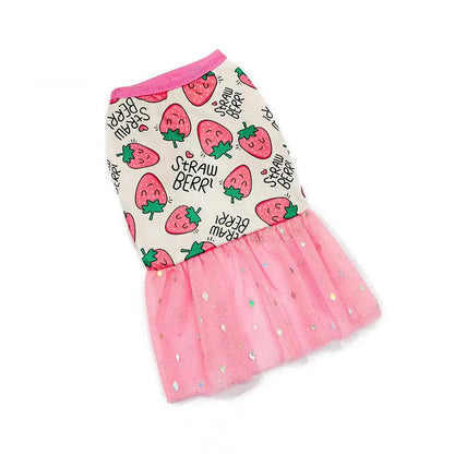 Lace Design Spring Summer Dog & Cat Dress with Mesh Skirt