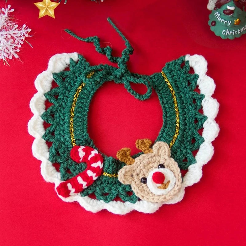 Christmas Cat Bow Tie Collar Scarf for Festive Pet Style