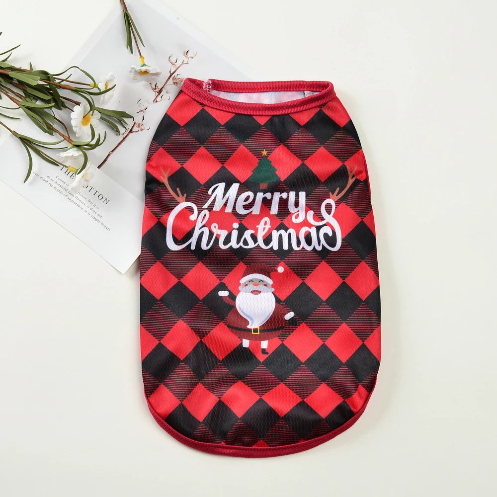 Christmas Santa Print T-Shirt for Small Cats and Dogs