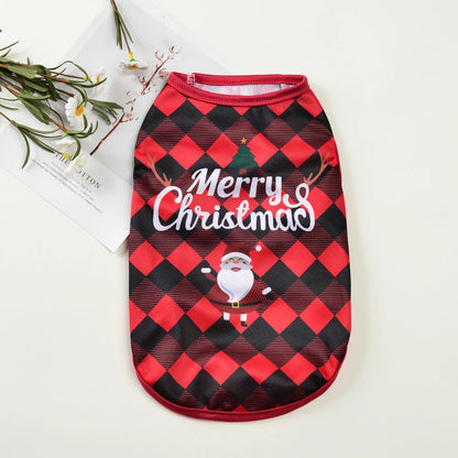 Christmas Santa Print T-Shirt for Small Cats and Dogs