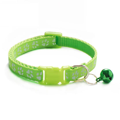 Dog Print Cat Collar with Bell - Multiple Color Options