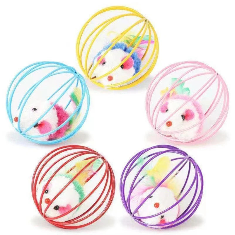 Plush Colorful Mouse Toy Ball for Cats and Kittens