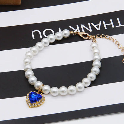 Adjustable Cat Collar with Pearl Decoration for Kittens