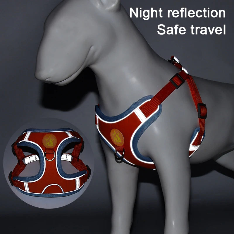 Reflective Chest Harness for Small Dogs with Traction Rope