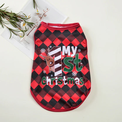 Christmas Santa Print T-Shirt for Small Cats and Dogs