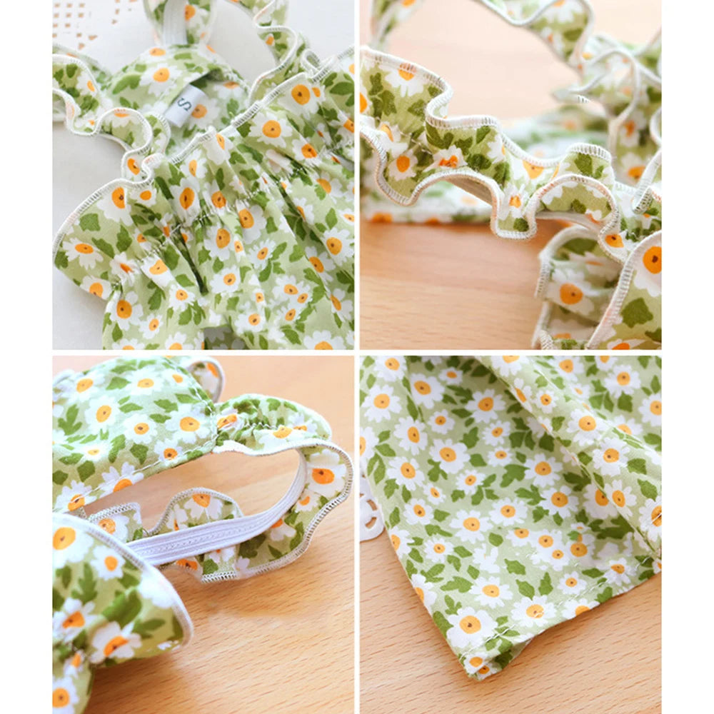 Floral Cotton Suspender Skirt for Cats and Dogs