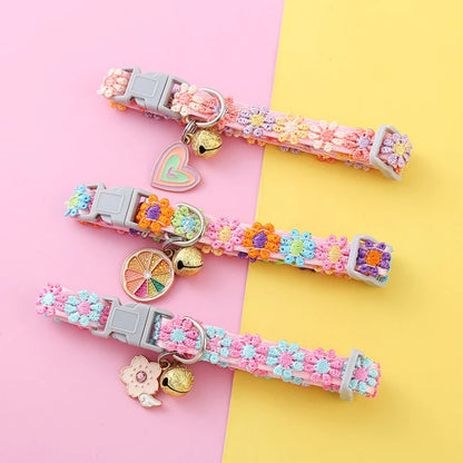 Colorful Adjustable Pet Collar with Bell for Dogs and Cats