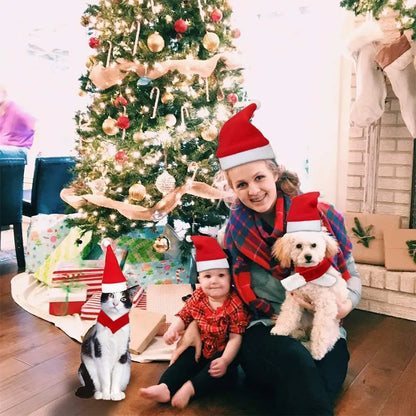 Pet Christmas Hat and Scarf Set for Cats and Small Dogs