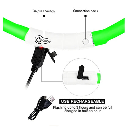 LED Glowing USB Rechargeable Pet Safety Collar for Dogs and Cats