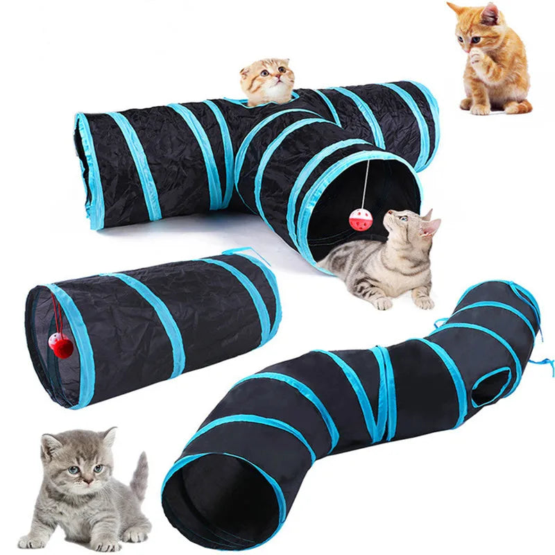 Foldable Cat Tunnel Toy - Breathable Indoor Play for Cats