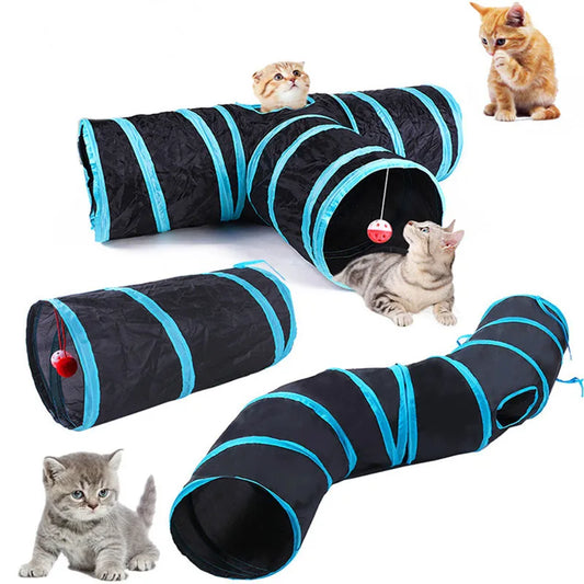 Foldable Cat Tunnel Toy - Breathable Indoor Play for Cats