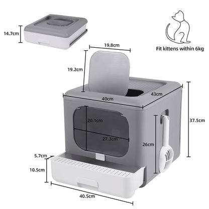 Sifting Cat Litter Box with Foldable Design and Scoop