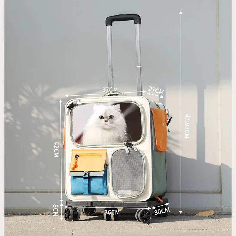 Portable Pet Trolley Backpack for Cats and Small Dogs