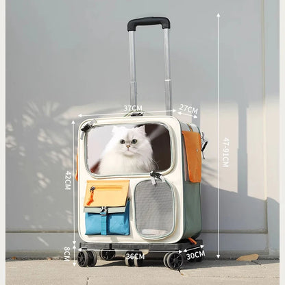 Portable Pet Trolley Backpack for Cats and Small Dogs