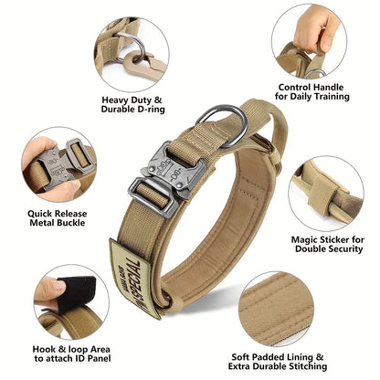 Tactical Dog Collar with Handle for Medium and Large Dogs