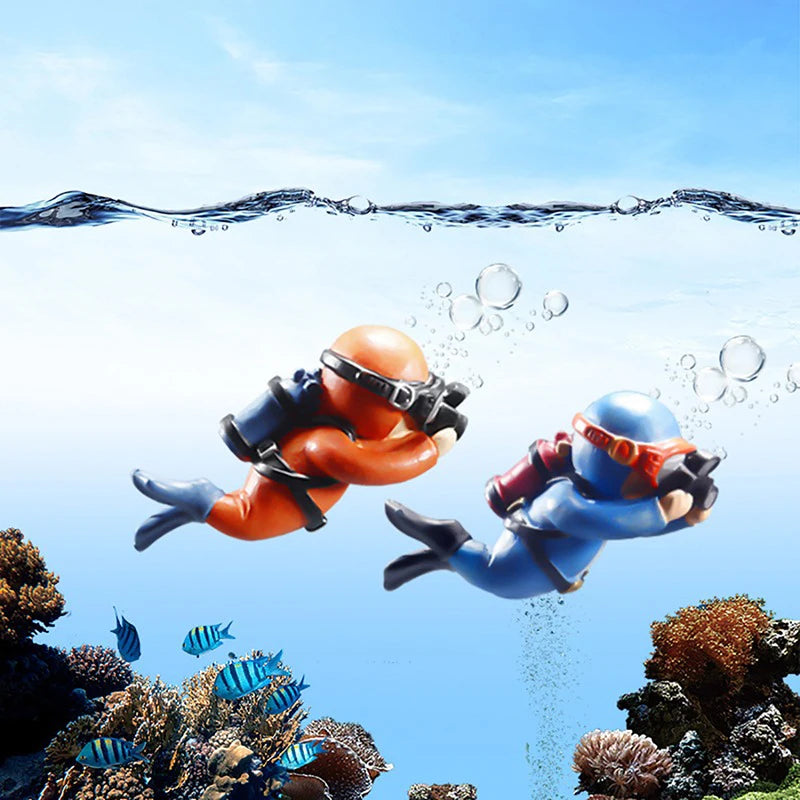 Realistic Floating Diver Ornament for Fish Tank Decoration