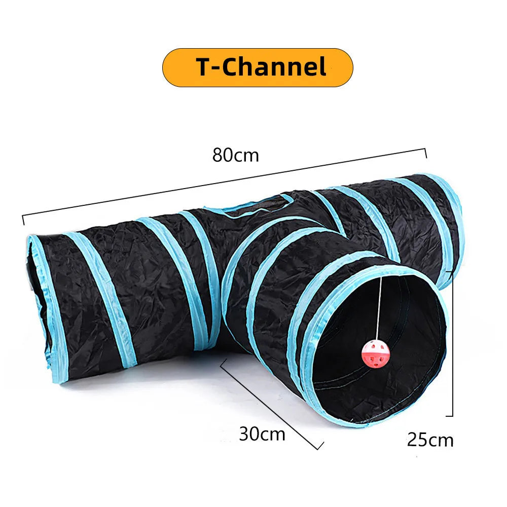 Foldable Cat Tunnel Toy - Breathable Indoor Play for Cats