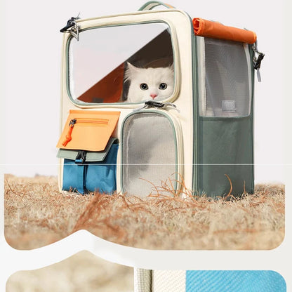 Portable Pet Trolley Backpack for Cats and Small Dogs