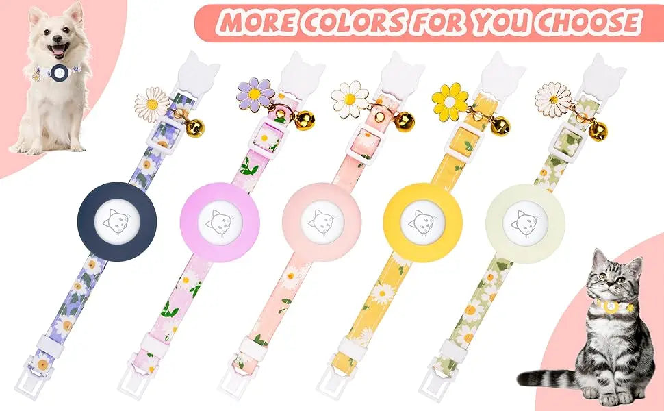 Breakaway Cat Collar with Silicone Airtag Holder & Charms