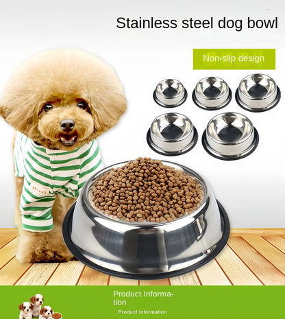 Stainless Steel Pet Feeding Bowl for Dogs and Cats - 6 Sizes
