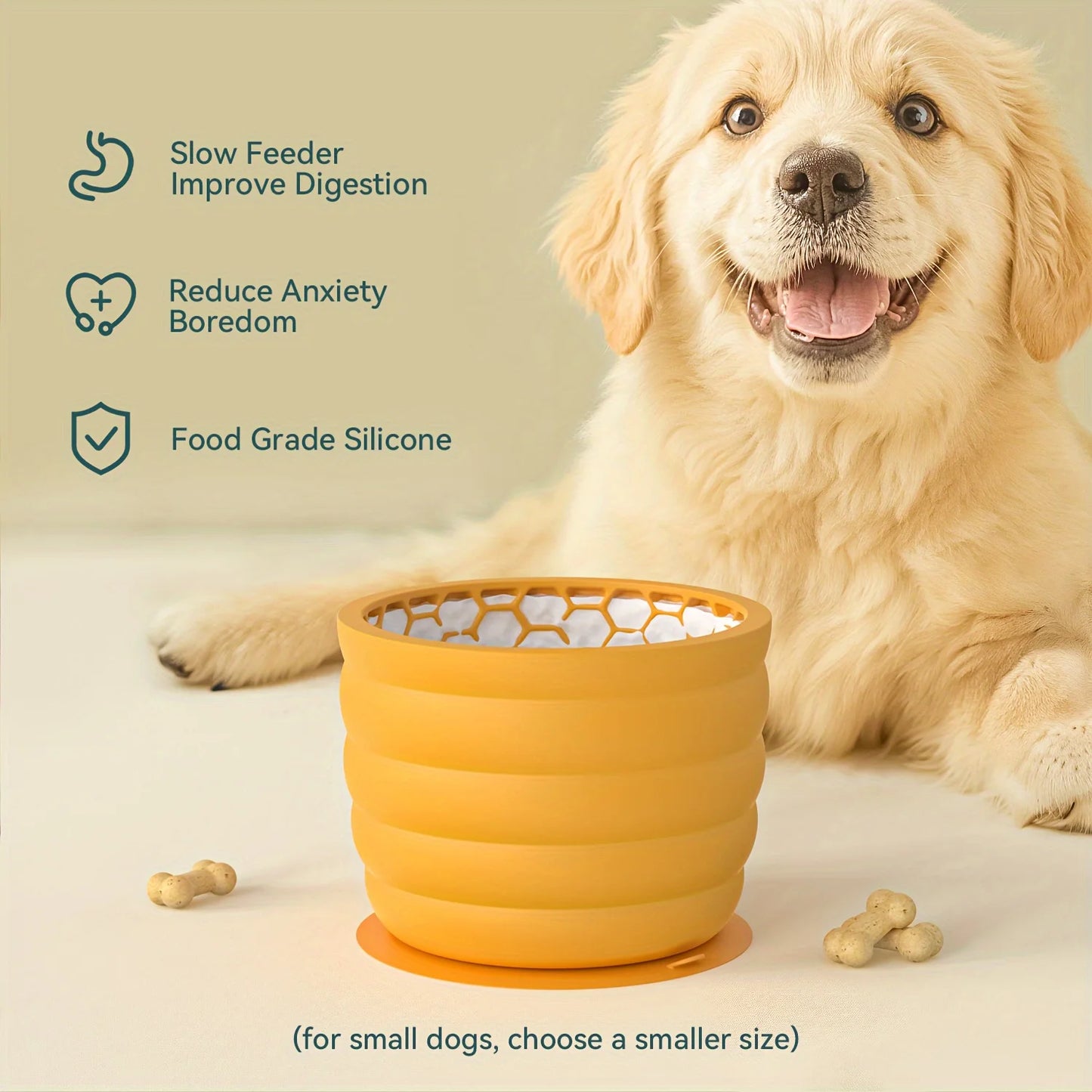 Silicone Slow Feeder Dog Bowl for Small to Medium Breeds