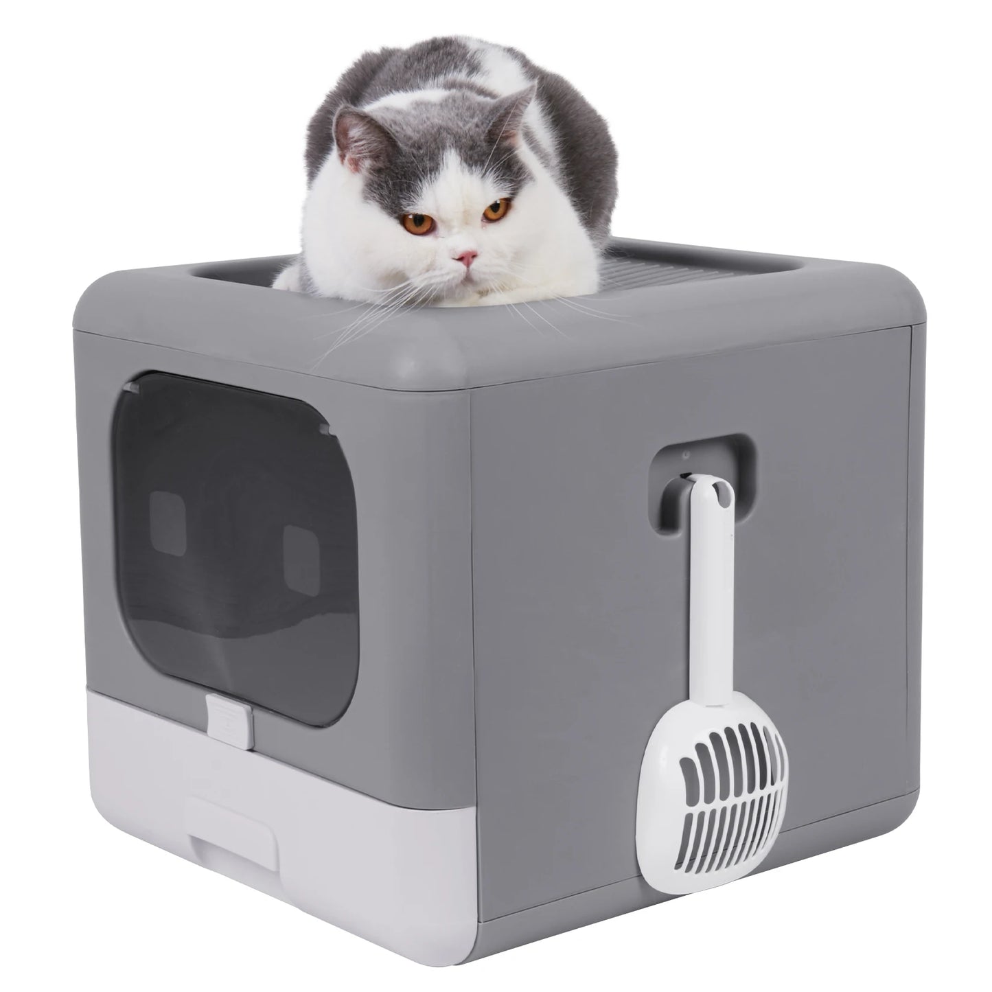 Sifting Cat Litter Box with Foldable Design and Scoop