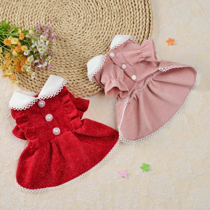 Pearl Button Princess Dress for Small Dogs and Cats