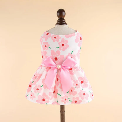 Striped Plaid Dress with Bow for Cats and Small Pets