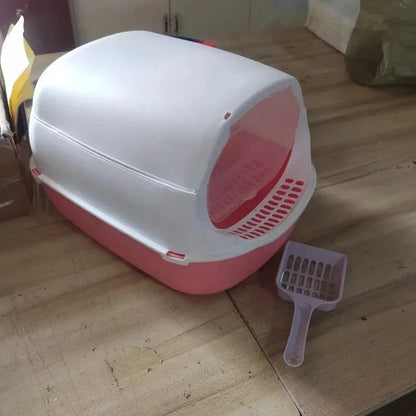Semi-Enclosed Splashproof Cat Litter Box for Easy Cleaning