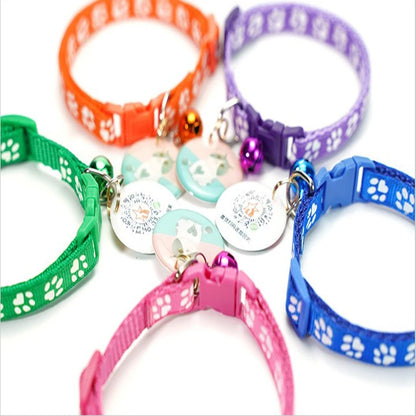 Dog Print Cat Collar with Bell - Multiple Color Options