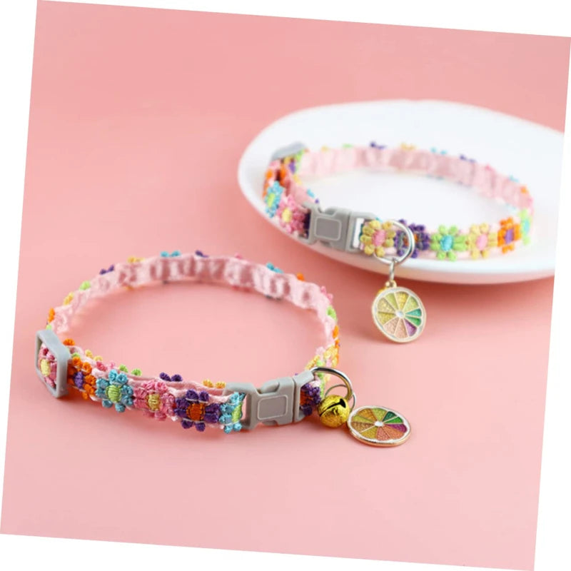 Colorful Adjustable Pet Collar with Bell for Dogs and Cats