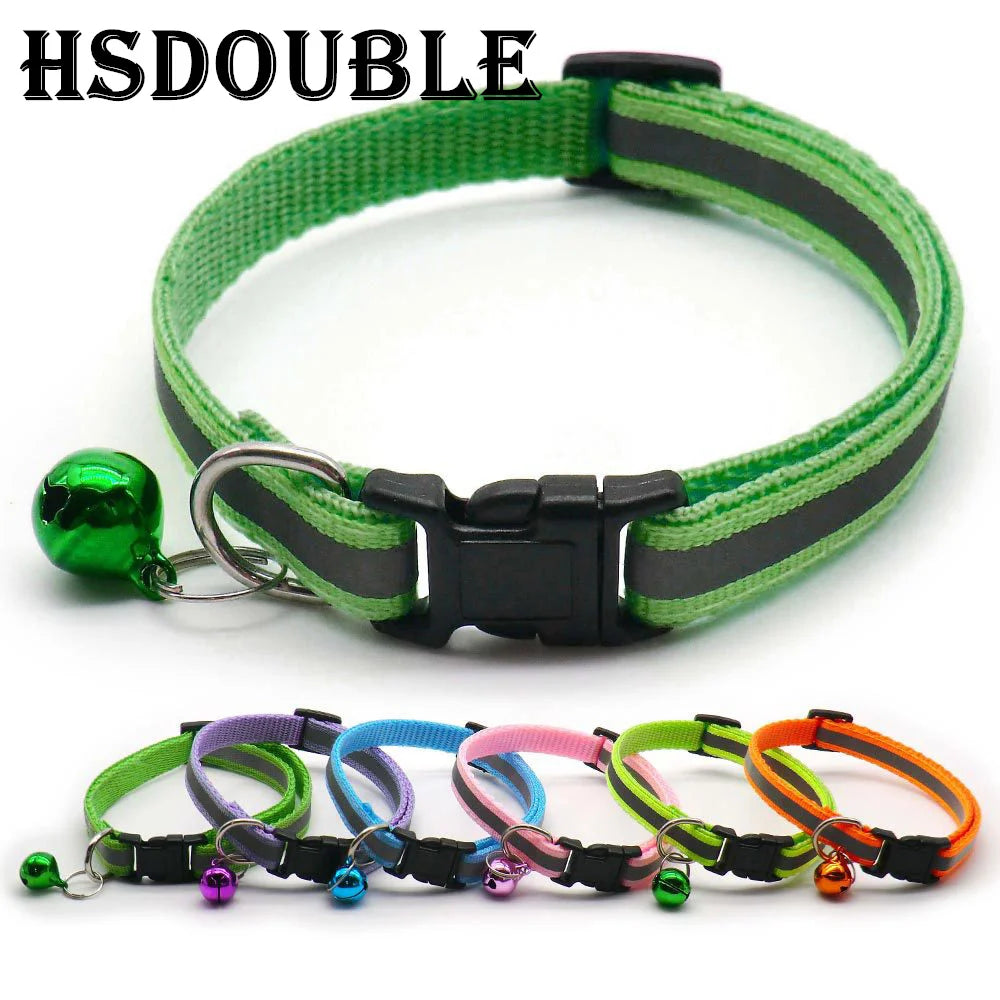 Adjustable Reflective Collars with Bells for Cats and Small Dogs