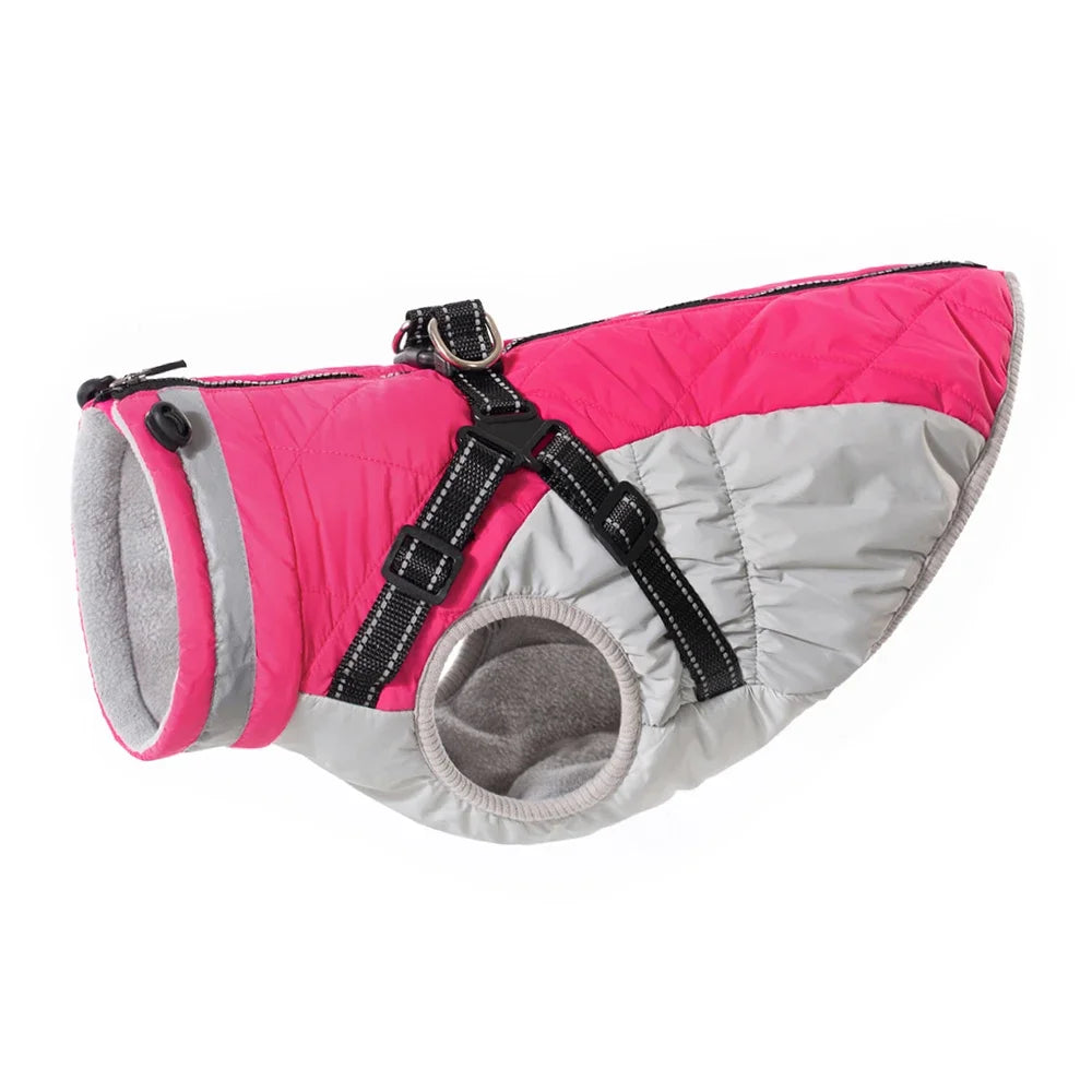 Waterproof Winter Dog Jacket with Harness for Small to Large Breeds