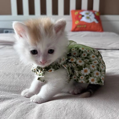 Floral Cotton Suspender Skirt for Cats and Dogs