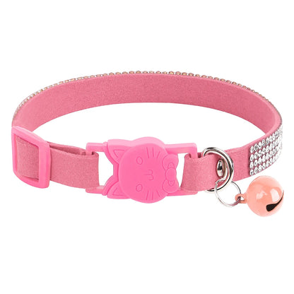 Adjustable Pink Rhinestone Cat Collar with Safety Breakaway