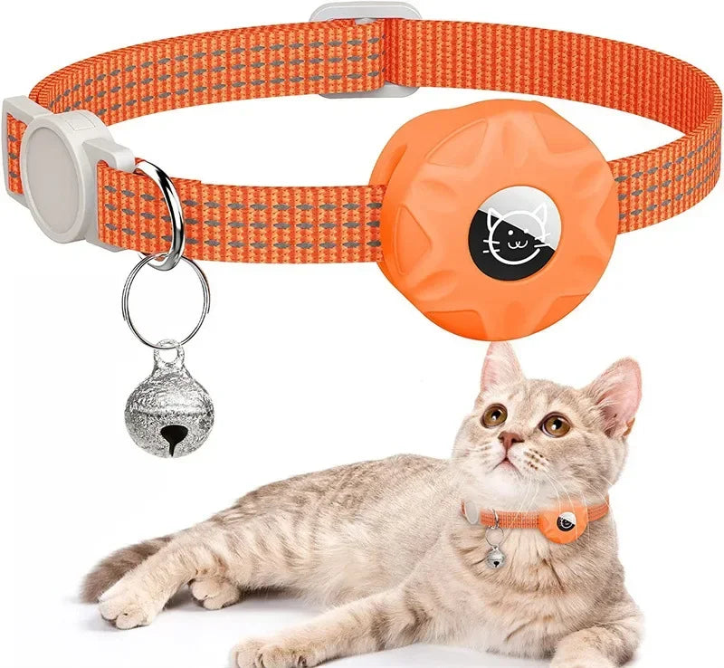 Reflective GPS Cat Collar with AirTag Holder and Bell