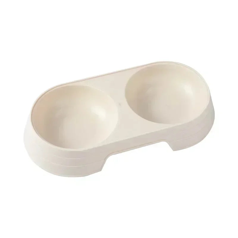 Pet Double Bowl Feeder Tray for Cats and Dogs - Macaron Design