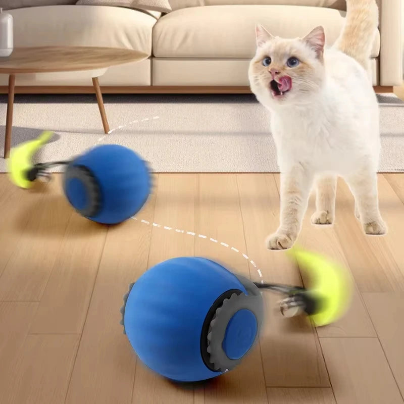 Rechargeable Interactive Cat Ball Toy with Faux Tail