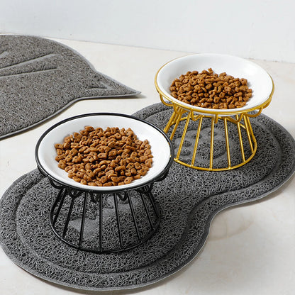 Whisker-Friendly Ceramic Cat Bowl with Stand for Food & Water