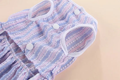 Striped Plaid Dress with Bow for Cats and Small Pets