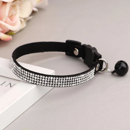 Adjustable Pink Rhinestone Cat Collar with Safety Breakaway