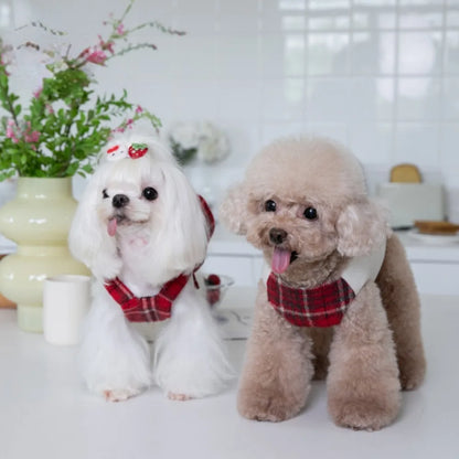 Plaid Christmas Dog Vest and Skirt for Small Pets
